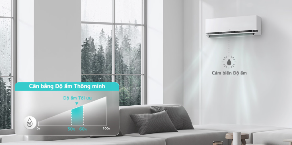 Máy lạnh LG IDC18M1 được tích hợp thêm chế độ kiểm soát độ ẩm thông minh