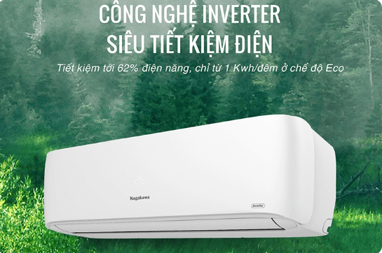 Nhà sản xuất thương hiệu Nagakawa đã ứng dụng cộng nghệ Inverter giúp thiết bị hoạt động hiệu quả