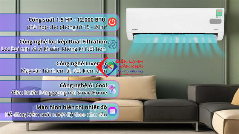 May lanh Comfee Inverter 1.5 HP CFS 13VGPF 2025